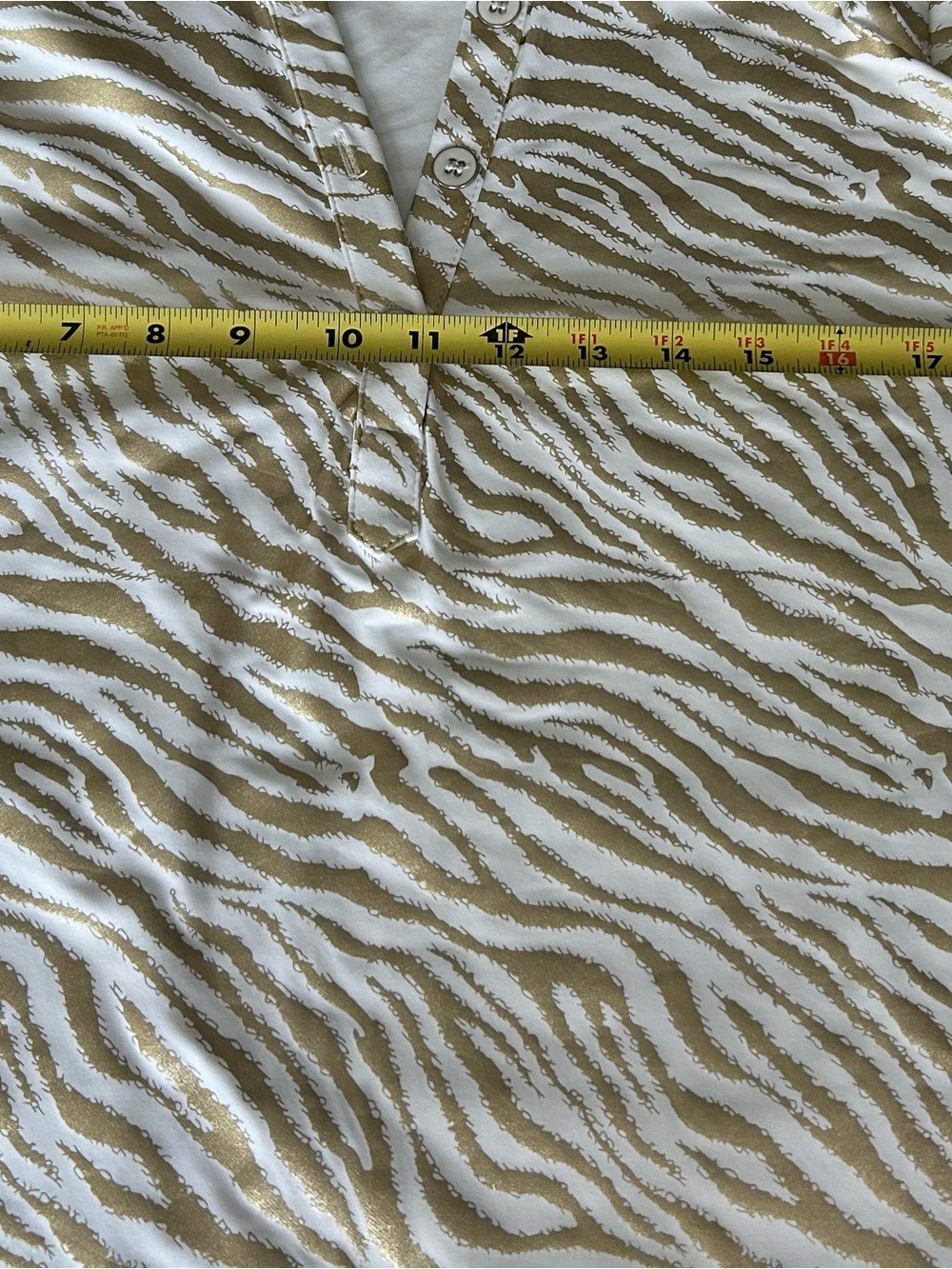 Lulu-B White and Gold Zebra Print Tunic Top - Picture 5 of 11